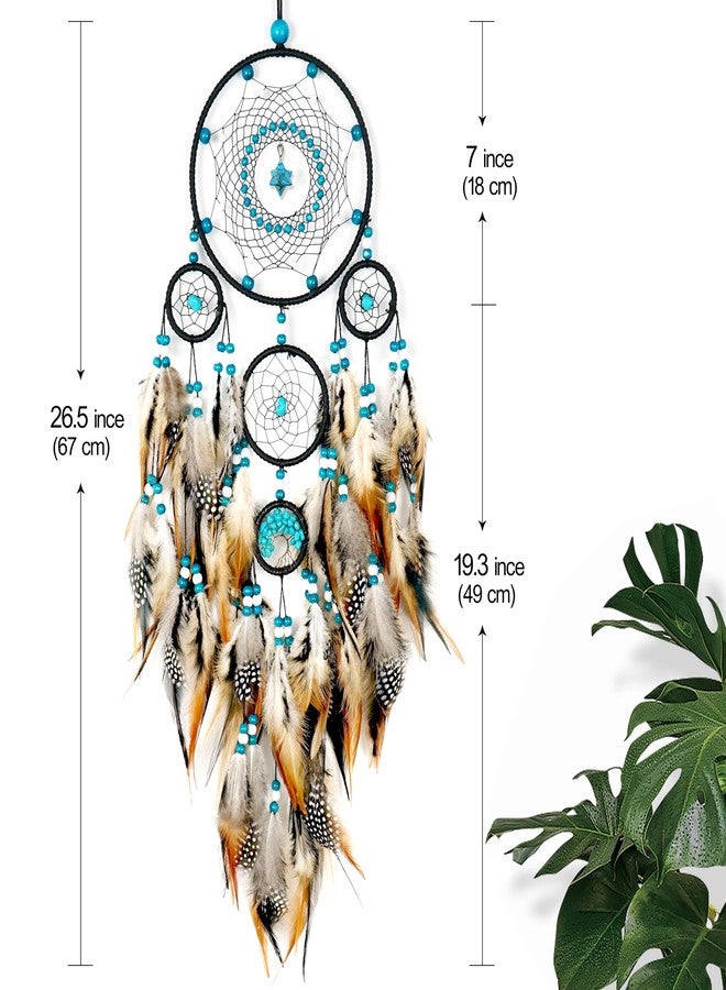 OIOVOIO Dream Catchers for Adults Large Dream Catchers Black Dream Catcher Turquoise Wall Decor for Bedroom Adult Brown Boho Dream Catcher Wall Decor Tree of Life Suncatcher Hanging - Image 4
